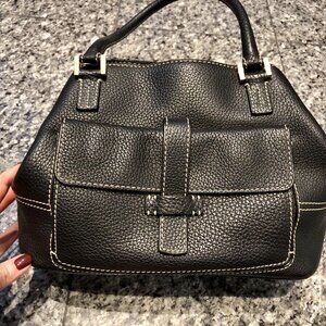 LORO PIANA GLOBE Black Leather Tote Bag